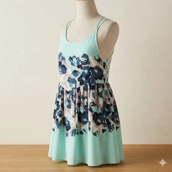 Free People Intimately Floral Strappy Trapeze Mini Dress Mint Green Small Petite - Picture 4 of 11